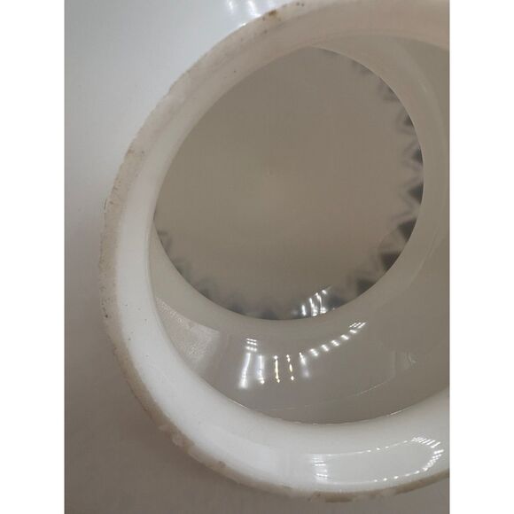 Vintage Art Deco Milk Glass Ceiling Fixture Black White Atomic - Picture 5 of 9